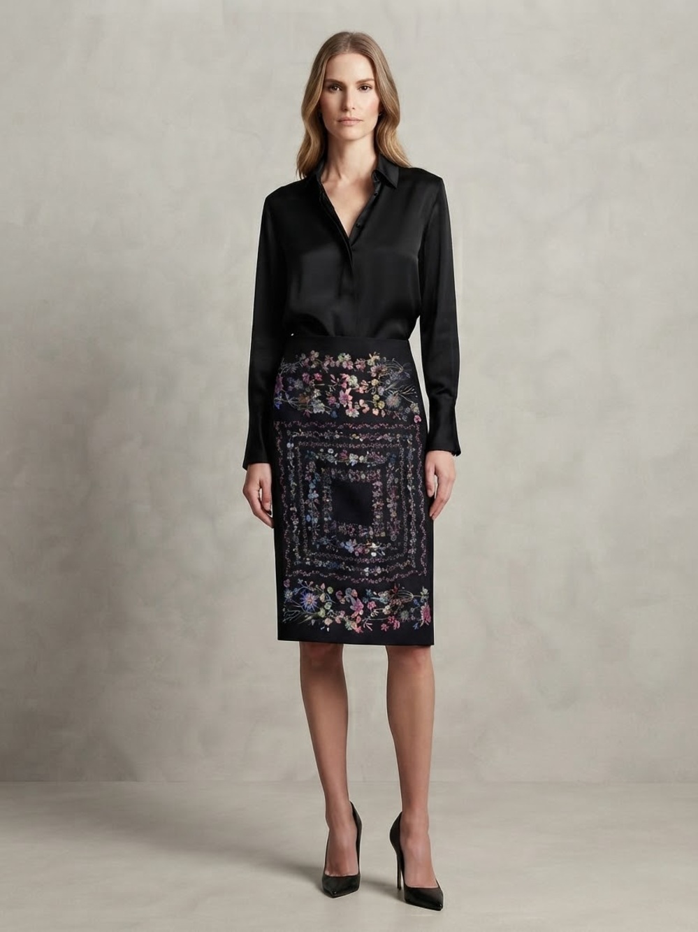 Ted Baker Annasa Floral Pencil Skirt Black Size 2 (Fits like US 6)
